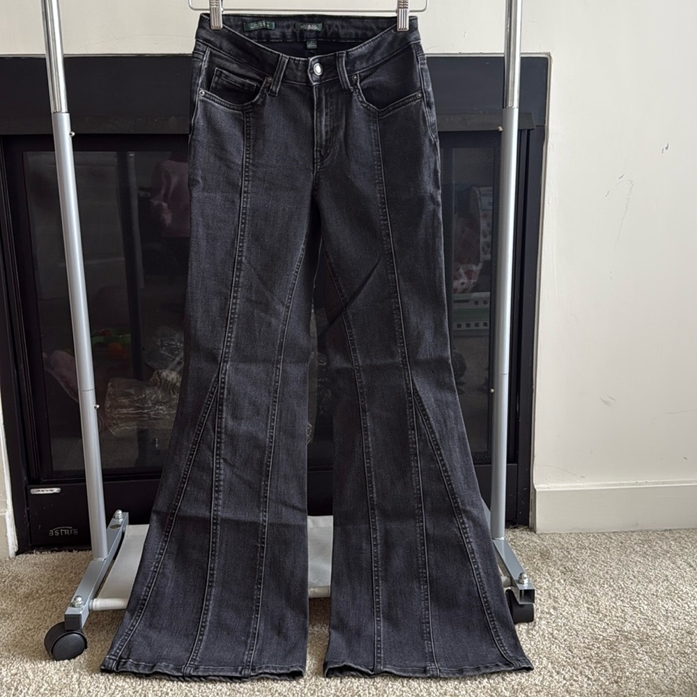 Wild Fable Black High-Rise Panel-Flare Jeans